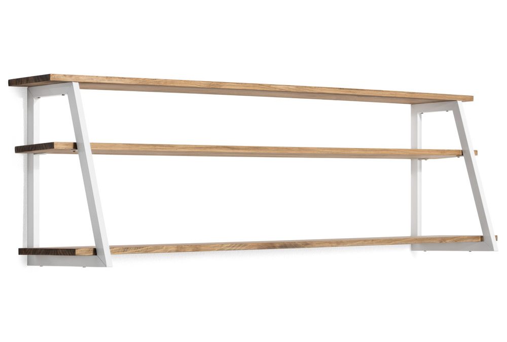 Estantería Poligonal Ascendente 180x35x47cm 3 marcos blanca madera efecto vintage estilo industrial Box Furniture