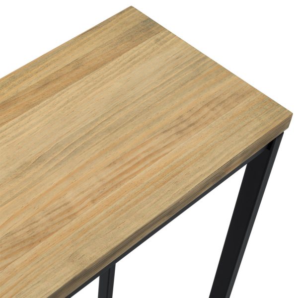 Mesa vintage industrial fabricada con madera de pino y base de metal